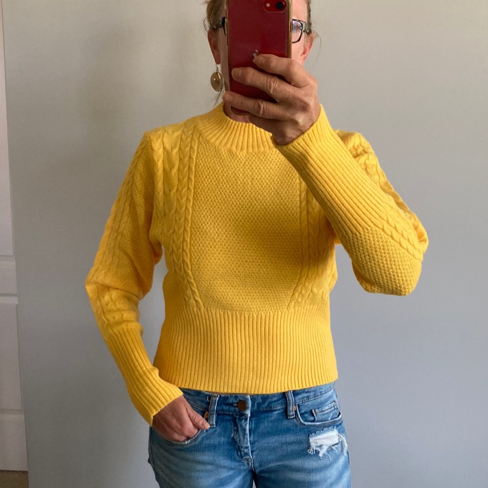 Bright Yellow Ribbed Long Sleeve Sweater - Picture 1 of 11